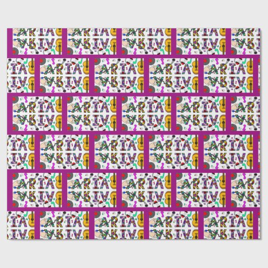 Mädchenname Aria, Geburtstag Geschenkpapier (Flach)