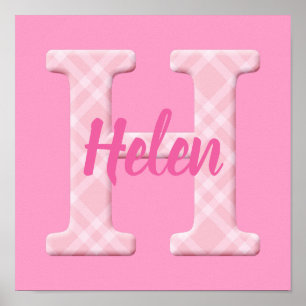 Mädchenname Benutzerdefiniert Kariert Buchstabe H Poster