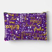 Mädchenname, Herz und Sterne Lila Zubehörtasche (Rückseite)