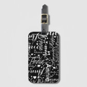 Mädchenname Herz und Sterne Schwarz und Weiß Gepäckanhänger (Vorderseite Vertikal)