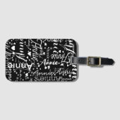 Mädchenname Herz und Sterne Schwarz und Weiß Gepäckanhänger (Vorderseite (Horizontal))