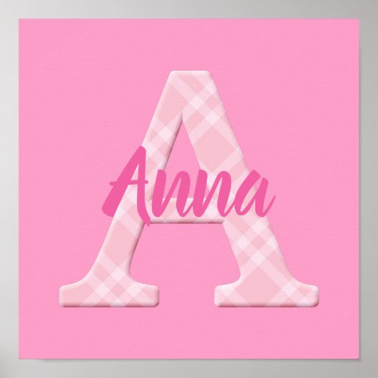 Mädchenname Karierter Buchstabe A Poster (Vorne)