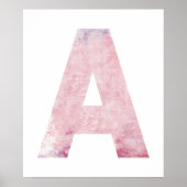 Mädchenname Letter A Pink Watercolor Poster (Vorne)