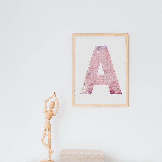 Mädchenname Letter A Pink Watercolor Poster