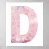 Mädchenname Letter D Pink Watercolor Poster (Vorne)