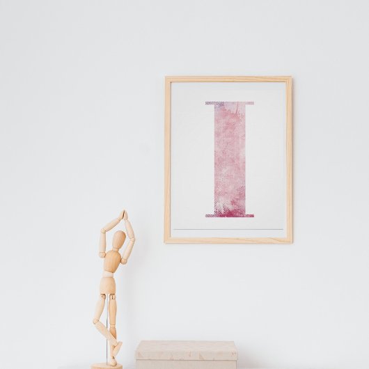 Mädchenname Letter I Boho Pink Wasserfarben-Poster Poster