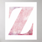 Mädchenname Letter Z Boho Pink Wasserfarben-Poster Poster (Vorne)