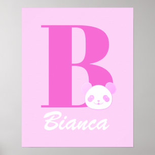 Mädchenname mit individuellem Buchstaben in Rosa Poster
