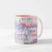 Mädchenname-Muster pink Zweifarbige Tasse (VorderseiteRechts)
