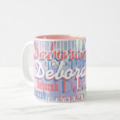 Mädchenname-Muster pink Zweifarbige Tasse (Vorderseite Links)