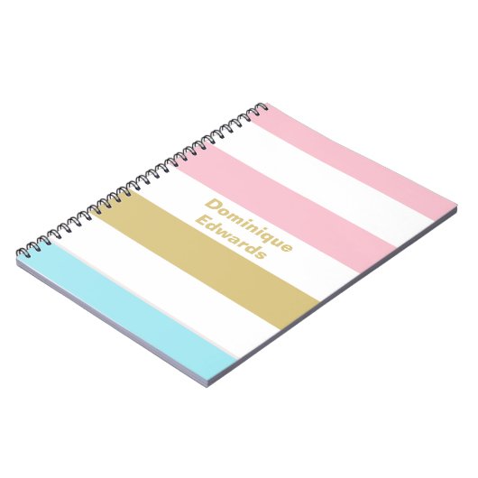 Mädchenname Pastel Stripes-Notebook Notizblock (Linke Seite)