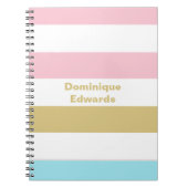 Mädchenname Pastel Stripes-Notebook Notizblock (Vorderseite)
