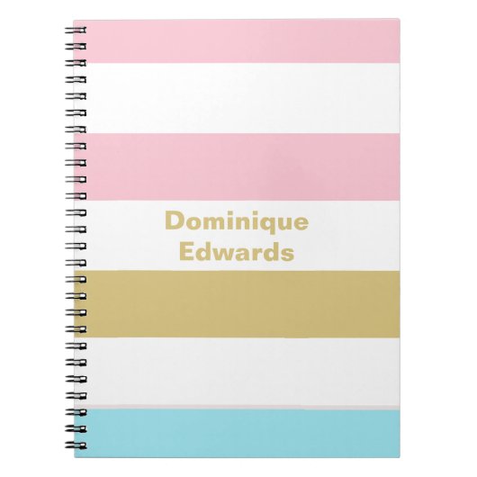 Mädchenname Pastel Stripes-Notebook Notizblock (Vorderseite)