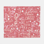 Mädchenname Personalisiert Pink Grapefruit Fleecedecke (Vorderseite (Horizontal))