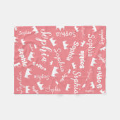 Mädchenname Personalisiert Rosa Prinzessenkrone Fleecedecke (Vorderseite (Horizontal))