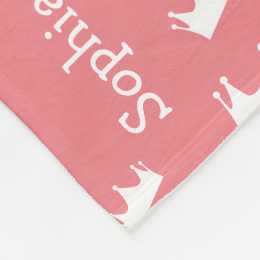 Mädchenname Personalisiert Rosa Prinzessenkrone Fleecedecke (Ecke)