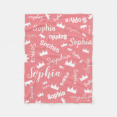 Mädchenname Personalisiert Rosa Prinzessenkrone Fleecedecke (Vorderseite)