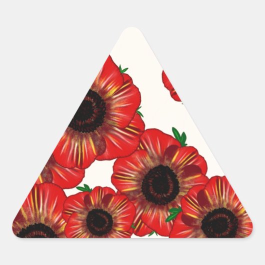 Mädchenname Poppy, rotes Mohnmuster Art by Leah G Dreieckiger Aufkleber (Vorderseite)