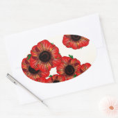Mädchenname Poppy, rotes Mohnmuster Art by Leah G Ovaler Aufkleber (Umschlag)