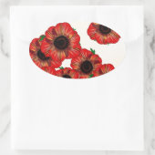 Mädchenname Poppy, rotes Mohnmuster Art by Leah G Ovaler Aufkleber (Tasche)