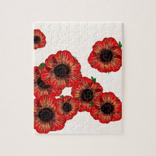 Mädchenname Poppy, rotes Mohnmuster Art by Leah G Puzzle