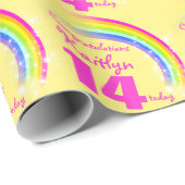 Mädchenname Regenbogen Geburtstag gemusterte Verpa Geschenkpapier (Rolleneckpunkt)