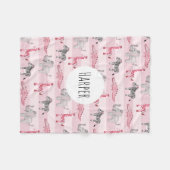 Mädchenname Rosa gestreifte Safari-Tiere Name Kind Fleecedecke (Vorderseite (Horizontal))