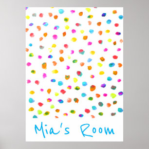 Mädchenname Schlafzimmer Farbige Polka-Punkte Poster