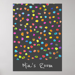 Mädchenname Schlafzimmer Farbige Polka-Punkte Poster