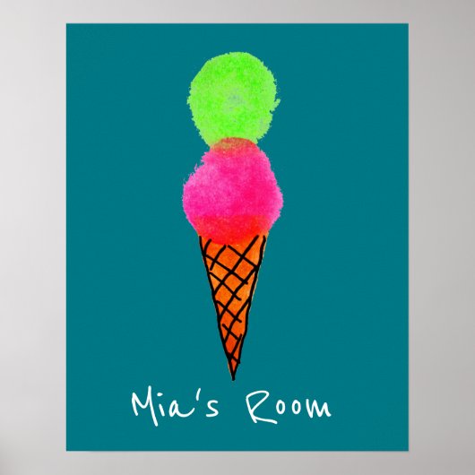 Mädchenname-Schlafzimmerplakat mit Eis-Creme Poster (Vorne)