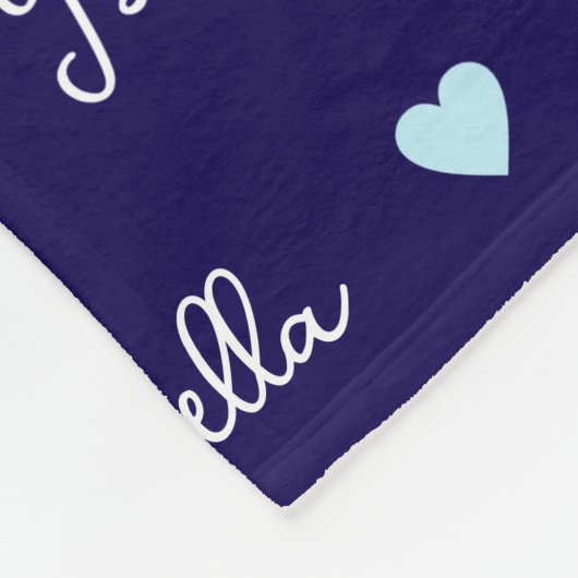 Mädchenname und Herz Personalisiert blau Fleecedecke (Ecke)