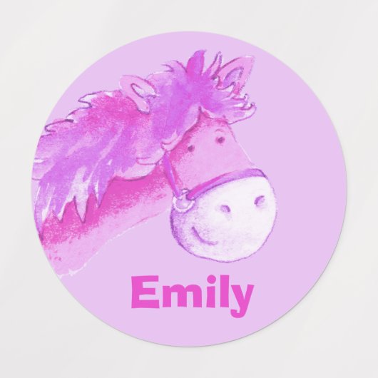 Mädchenname whimsical pony art kids label etiketten (Design 2)