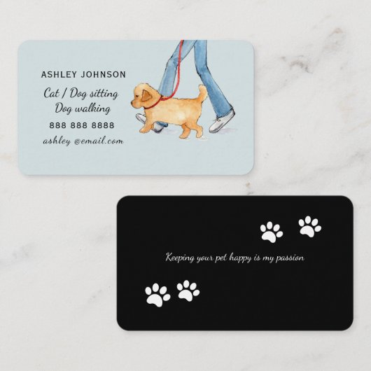 Mädchennetze blau, Hundwanderung Visitenkarte (Vorne/Hinten)