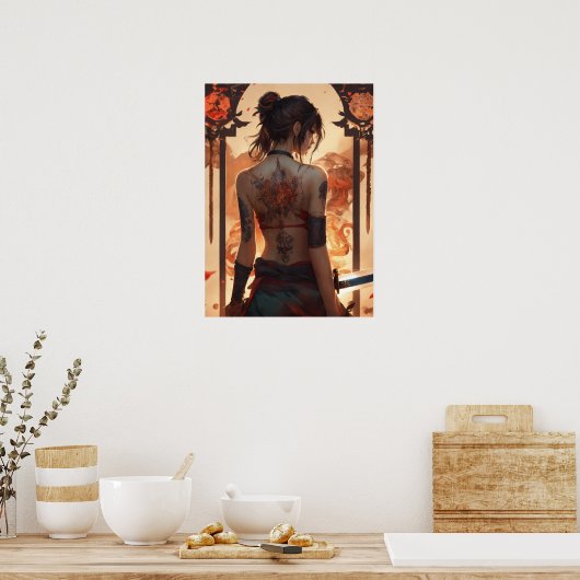 Mädchenposter mit Tattoo Poster (Küche)