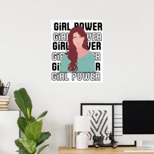Mädchenpower Frauenporträt stärkendes Zitat Poster