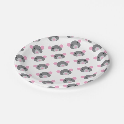 Mädchenratten-Gesichtsgrau Pappteller (Schrägansicht)