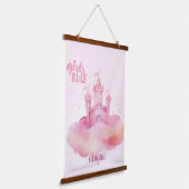 Mädchenregelungspalast auf der rosafarbenen Cloud  Wandteppich Mit Holzrahmen (Gewinkelt)