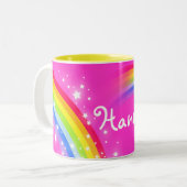 Mädchenregenbogenrosa-Name-Tasse Zweifarbige Tasse (Vorderseite Links)