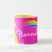 Mädchenregenbogenrosa-Name-Tasse Zweifarbige Tasse (Mittel)