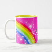 Mädchenregenbogenrosa-Name-Tasse Zweifarbige Tasse (Links)