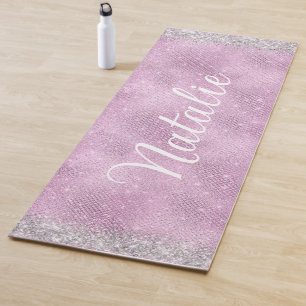 Mädchenrosa Glitzer, Name des benutzerdefinierten Yogamatte