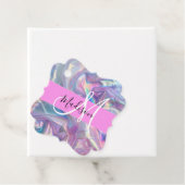 Mädchenrosa Holografisch Iridescent Monogram Name Geschenkanhänger (Beispiel)