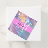 Mädchenrosa Holografisch Iridescent Monogram Name Geschenkanhänger (Beispiel)