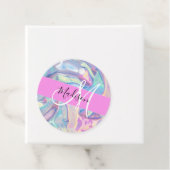 Mädchenrosa Holografisch Iridescent Monogram Name Geschenkanhänger (Beispiel)