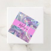 Mädchenrosa Holografisch Iridescent Monogram Name Geschenkanhänger (Beispiel)