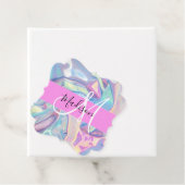 Mädchenrosa Holografisch Iridescent Monogram Name Geschenkanhänger (Beispiel)