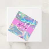 Mädchenrosa Holografisch Iridescent Monogram Name Geschenkanhänger (Beispiel)