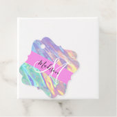 Mädchenrosa Holografisch Iridescent Monogram Name Geschenkanhänger (Beispiel)