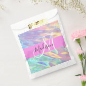 Mädchenrosa Holografisch Iridescent Monogram Name Geschenktütchen (Versiegelt)
