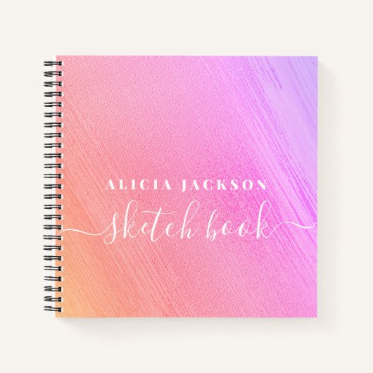 Mädchenrosa Name personalisiert modernes Sketch Notizblock (Vorderseite)